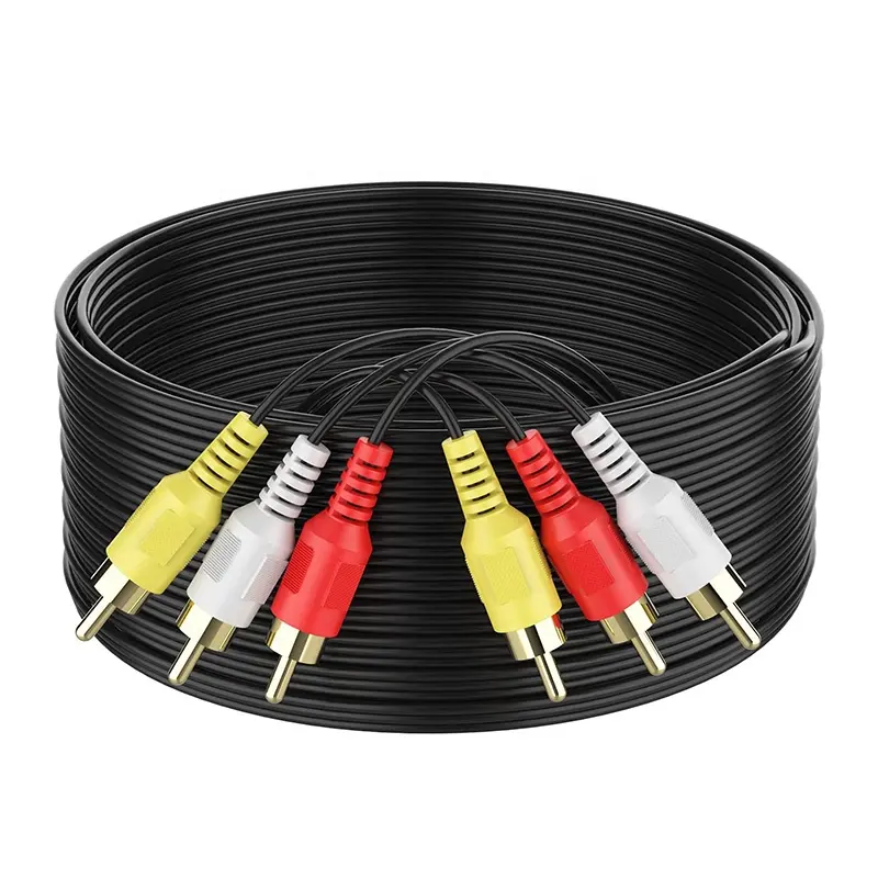 3 RCA Male To 3 RCA Male 3RCA Stereo Car Aux Composite Audio Video AV Extension Cable Car RCA AV TV DVD Cables Customized Length