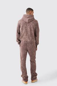 ชุดวอร์ม2ชิ้นสำหรับผู้ชายชุดวอร์มแบบสองชิ้นชุดวอร์มผ้าบ็อกซี่สีแอซิดแบบซ้อนกันติดโลโก้ - Product Image 4