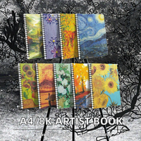 Buku Sketsa Spiral A5 8K Hardcover, Pad Gambar Biru, Kertas Artis, Notebook untuk Lukisan Pensil, Alat Tulis Grosir, Logo Custom