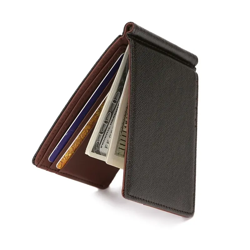 Брендовый мужской бумажник, короткие кошельки, кошельки, многофункциональный тонкий мужской бумажник из искусственной кожи с зажимом для денег