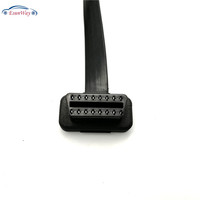 Cable de diagnóstico para coche OBD OBD2 OBDII de 30 cm, 16 pines, tipo plano y delgado, tipo fideos, de 12 V, macho a hembra