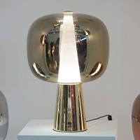 Lampe de table en verre de luxe moderne, lampe de chevet décorative or et or rose pour hôtel, chambre et salon