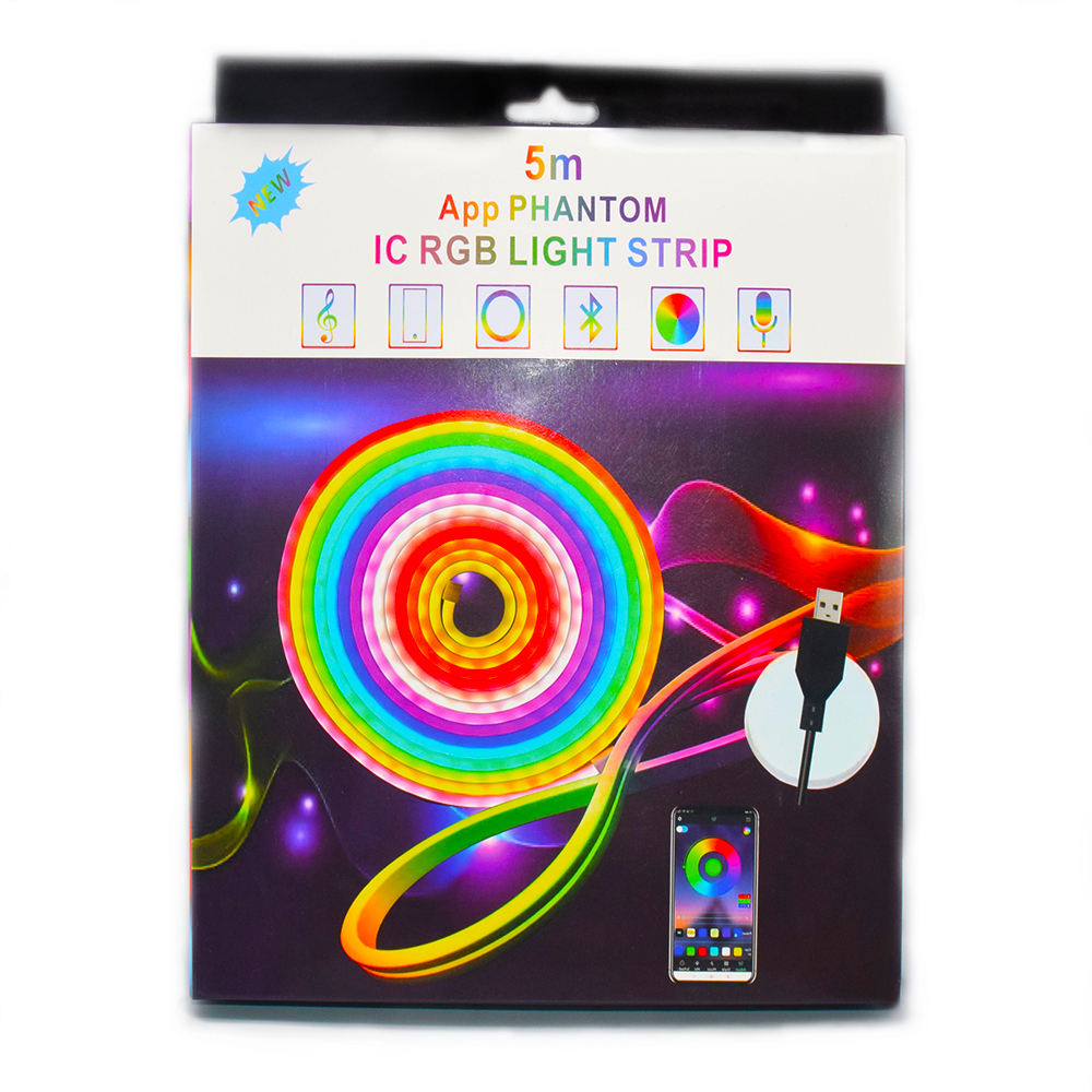 Rgb Magic 5m Smart Strip Led Neon Light Strings Ip67 Rated Cuttable for Dc 5v Input for Decorations