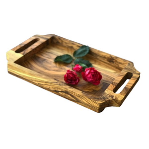 Kitchenware Brown Color Rectangular Serving Trays with <b>Side</b> Handle Decorative Tabletop Handcrafted Wooden Serving Tray - Product Image 1