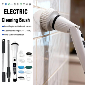 <span class=keywords><strong>Brosse</strong></span> de nettoyage durable, étanche IPX7, 8 têtes de <span class=keywords><strong>brosse</strong></span>, en plastique, électrique, sans fil, réglable, manche en acier inoxydable extensible de 138 cm - Product Image 1