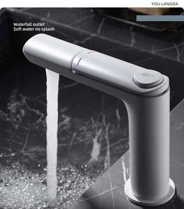 <span class=keywords><strong>Grifo</strong></span> de <span class=keywords><strong>Lavabo</strong></span> Blanco con Botón de Temperatura Ajustable, <span class=keywords><strong>Grifo</strong></span> de Latón de un Solo Orificio para Mueble de Baño, <span class=keywords><strong>Grifo</strong></span> de Agua Fría y Caliente - Product Image 2