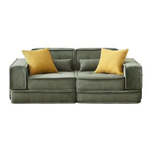 Sofá Cama de Corduroy Acolchado 2 en 1 Convertible <span class=keywords><strong>para</strong></span> Apartamento, Sala de Estar o Dormitorio, Sofá Cama de Dos Plazas - Product Image 2