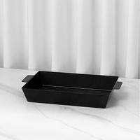Liyunda plateau d'équipement de restauration 6CM 3 pièces capacité S/M/L acier inoxydable noir Commercial Dessert assiette d'affichage des aliments pour Pizza
