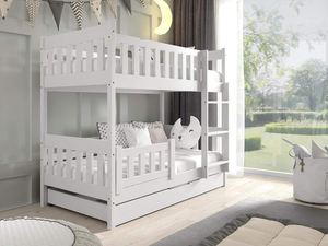Cama <span class=keywords><strong>Litera</strong></span> Moderna de Madera Maciza con <span class=keywords><strong>Escalera</strong></span>, Protección Anticaídas y Cajón para Colchón, para Dormitorio, Adultos y Niños - Product Image 4