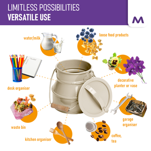 ถังโลหะพร้อมฝาปิดด้ามจับขนาด500มล. ถังโลหะสำหรับตกแต่งกระป๋องโลหะสไตล์วินเทจ - Product Image 5