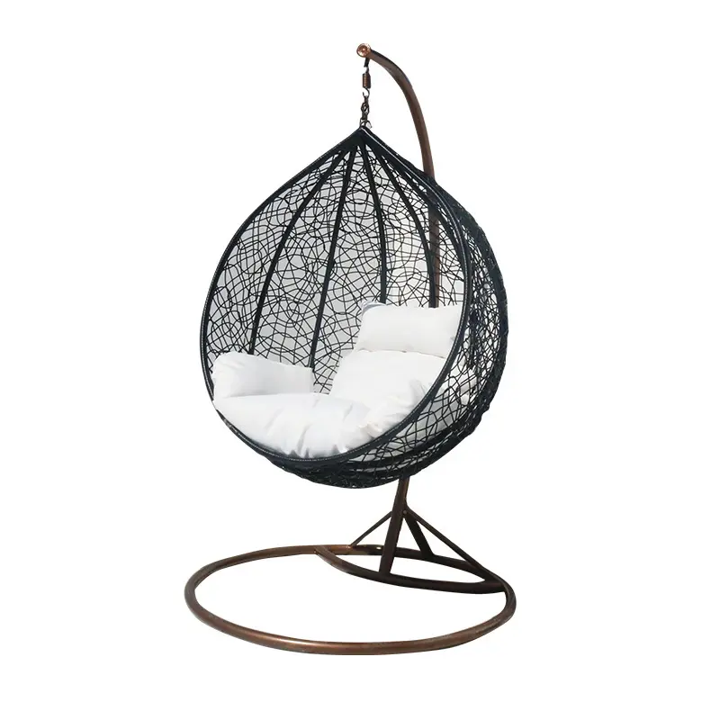 Factory Price Furniture In And Outdoor Manufacturer Rattan Egg Hanging Patio Swing With Metal Stand Chair