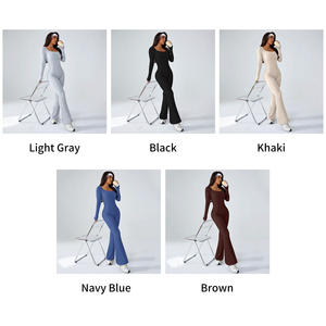 Monos Deportivos Casuales de Manga Larga para Mujer con Logotipo Personalizado, Conjuntos de Yoga y Gimnasio de Una Pieza con Control de Abdomen y Ajuste Delgado - Product Image 3