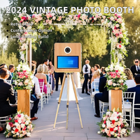 Photomaton vintage en bois de 15,6 pouces, couleur peinture vintage, impression en libre-service, garantie de 2 ans, compatible avec les appareils photo reflex numériques/reflex.