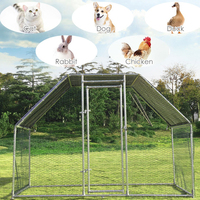 Grand poulailler en métal avec couverture imperméable et résistante aux UV, enclos extérieur pour poules, lapins et canards, pour la ferme ou le jardin.