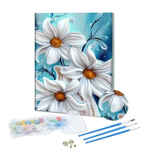 DIY Elegant Daisy Painting By Number Abstract Flower Painting Oil Paint By Number Digital Oil Painting For Kids Beginner