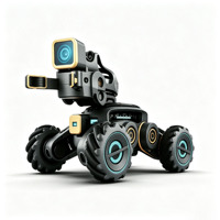 Véhicule robotique d'ingénierie omnidirectionnel, bras robotique à 3 axes, pince, moteur PLC, boîte de vitesses, roulement, roue Mecanum 4x4, voiture robot intelligente