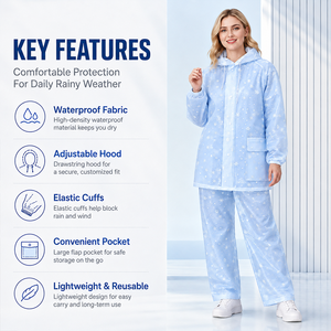 Conjunto de Impermeable y Pantalones de Lluvia de PVC para <span class=keywords><strong>Mujer</strong></span>, con Adhesivo Completo, Engrosado, Antitormenta, para Recolección de Té, Pesca, Turismo y Motociclismo - Product Image 2
