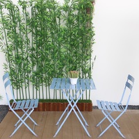Ensemble bistrot pliable moderne en bois d'acacia massif avec structure métallique pour table et chaises de jardin extérieur