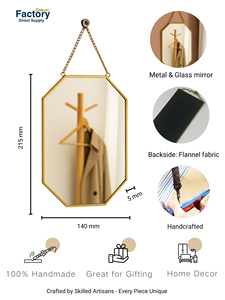 Octagon treo kính giọng gương đen khung chuỗi tối giản dọc Gương trang điểm - Product Image 2