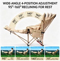 Chaise de jardin pliante moderne en tissu Oxford et acier carbone, robuste, portable, à quatre positions inclinables, rembourrée et confortable