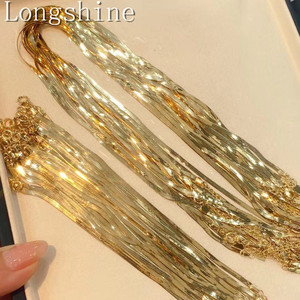 สร้อยคอทองคำแท้ 18k ดีไซน์สวยงามทันสมัย สไตล์โซ่ลายก้างปลา/โซ่งูแบน สำหรับผู้หญิง ขายส่ง - Product Image 3