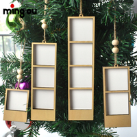 Grosir Pabrik ornamen Strip foto Natal cetakan khusus/ukuran 3 lapis sublimasi MDF ornamen bingkai foto kayu
