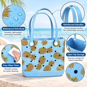 Sac de plage en EVA imprimé, sac à main imperméable avec motif animal et motif palmier pour les voyages, les stations balnéaires, personnalisable - Product Image 5