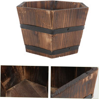 Pot de fleurs en bois massif Whiskey Barrel Planters Pots de plantes en bois d'extérieur