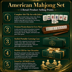 Ensemble <span class=keywords><strong>de</strong></span> Mahjong Américain Premium 166 Tuiles en Mélamine avec Supports et Poussoirs Tout-en-un pour Adultes Soirée <span class=keywords><strong>de</strong></span> Jeu en Famille Vente en Gros - Product Image 3