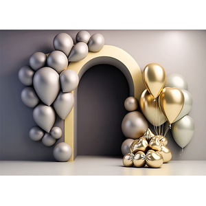 Fond de <span class=keywords><strong>photographie</strong></span> en forme de ballon doré pour baby shower, 1er anniversaire, portrait, toile de fond murale vert menthe, décoration de studio photo - Product Image 2