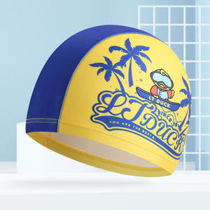 Gorros de baño elásticos personalizados de alta calidad, nuevo diseño, PU, niños, dibujos animados, peces, animales, patrón impreso para el deporte de los niños - Product Image 1