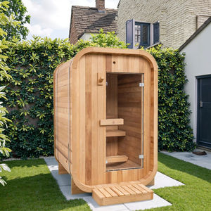 Sauna sec en bois de cèdre rouge, prix d'usine, appartement moderne, 1 à 2 personnes, cabine de sauna avec tabouret en bois - Product Image 3