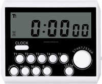 Timer Dapur Digital 5 Saluran Magnetik dengan Fitur Hitung Naik/Turun, Alarm untuk Memasak Pasta dan Lainnya, Timer Makanan