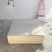 Table basse carrée en travertin naturel minimaliste nordique Mobilier de maison portable au design moderne de luxe pour les petits espaces