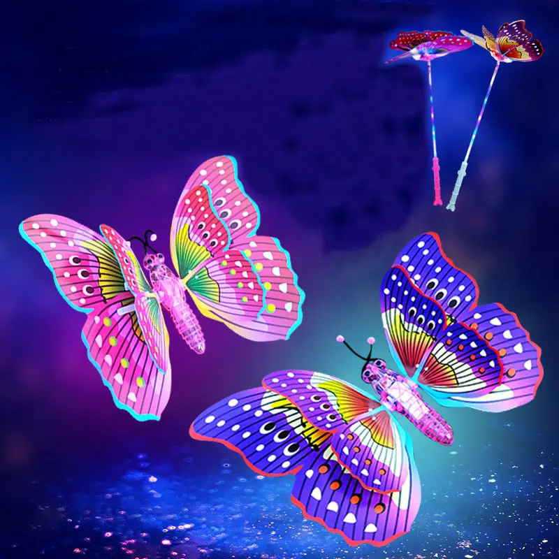 2021 new product flash swing butterfly toy with music of LED light Flash Stick Kids LED Toy Party Concert Supplies
