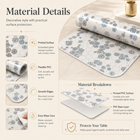 Nappe de table élégante en PVC noir et blanc à motifs floraux, facile à nettoyer, tapis décoratif pour table, protection anti-rayures pour la surface des meubles
