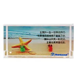 Rectangle Square Acrylic Custom Crystal Desk Aqua Aquarium Decoration Promotion Gift Liquid Water Oil Bubble Paperweight