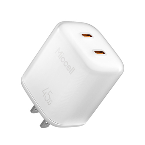 ที่ชาร์จ GaN 45W Miccell, 2 พอร์ต USB-C ชาร์จเร็ว, ดีไซน์ลายเส้น, รองรับการใช้งาน แอนดรอยด์/ไอโฟน - Product Image 1