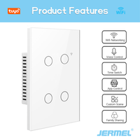 Interrupteur tactile intelligent pour maison connectée US Wi-Fi ZigBee pour IP20 110V-250V Verre 16A Système d'automatisation domestique Interrupteur mural