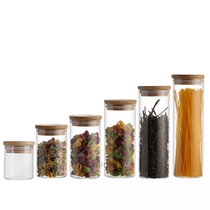 Bocaux de conservation en verre transparent en borosilicate de haute qualité, petits et bon marché, avec couvercle en bambou, pour épices, miel, etc. - Product Image 4