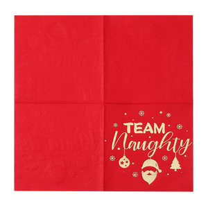 Cross-border Christmas party napkin creative hot foil stamping <b>set</b>, <b>square</b> paper decoration, disposable paper napkin wholesale - Product Image 5
