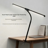 Lampe de bureau au design minimaliste moderne, LED double tête haute luminosité, protection des yeux, pour étude et lecture au chevet, avec contrôle de la luminosité