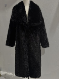 Manteau long en fausse fourrure pour femme, noir, extra long, manteau d'hiver chaud, veste en fourrure végétalienne, fournisseur en gros OEM - Product Image 4