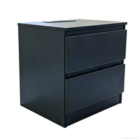 Table de chevet moderne noire à 2 tiroirs avec port de charge USB pour chambre à coucher, salon, meubles de chambre, table de chevet en bois avec tiroir