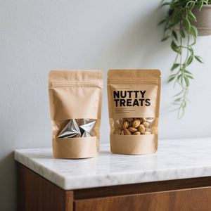 Bolsa de té Oem Odm de calidad alimentaria, bolsa de pie con estampado personalizado, bolsa de papel Kraft marrón Ziplock con ventanas - Product Image 4