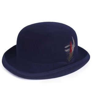 Chapeaux melon formels en feutre de laine rigide pour hommes et femmes, chapeau derby, chapeau fedora d'église - Product Image 5