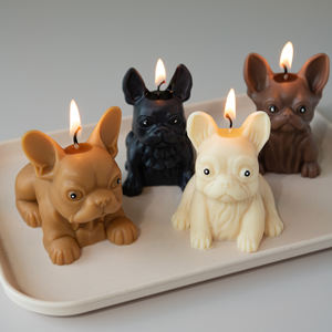 Lilin berbentuk anak anjing Bulldog Perancis, lilin dekorasi rumah kedelai beraroma anjing hewan peliharaan lucu hadiah Natal - Product Image 1