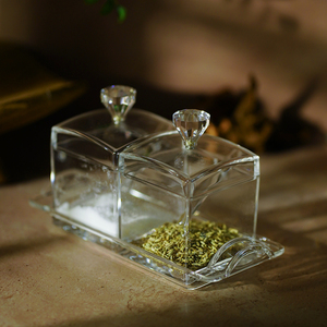 Boîte de rangement de cuisine classique en acrylique transparent, écologique, pour la maison et la cuisine, 2 pots à épices, conteneur de stockage alimentaire pour les aliments - Product Image 3