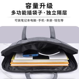 Oukchi Canvas Office Briefcase 38x30x4cm Oxford Cloth Zipper <b>Document</b> <b>Bag</b> With Printing For Business Use - Product Image 5