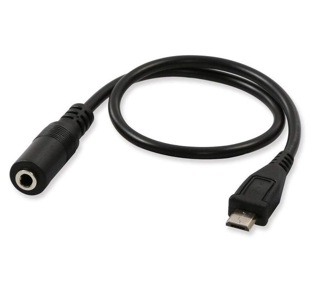 Micro USB Male to 3.5mm Jack Female Audio Cable Cord for Active Clip Mic Microphone Convert Adapter -1Feet (Black)